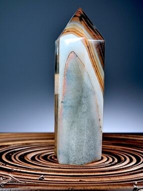 Polished Multi-Tone Agate Tower - Earthy Cream & Brown